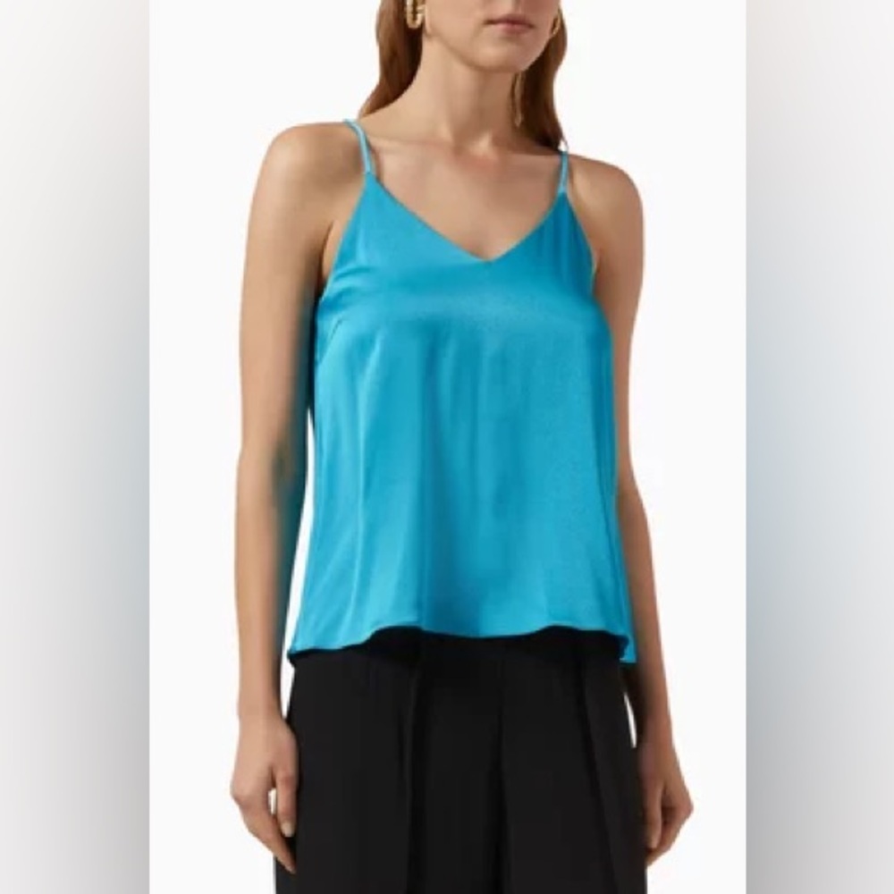 Marella Isole Crepe Azure Tank Swing Tank Spaghetti Strap Racerback Top